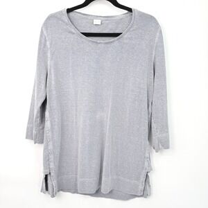 Poetry Hemp Cotton Knit Tunic Top Women 14 Gray Lagenlook Boho Indie Minimalist